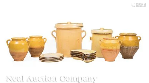 French Yellow Glazed Pottery Pieces