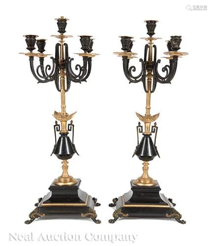 Gilt and Patinated Bronze Candelabra