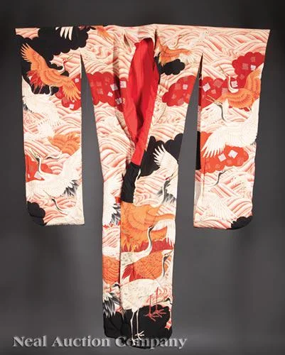 Japanese Painted Silk Furisode Kimono
