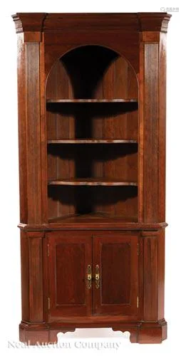 Federal-Style Mahogany Corner Cupboard