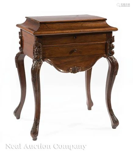 American Rococo Carved Rosewood Work Table