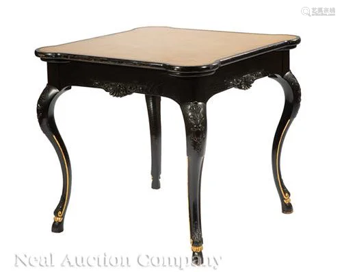 Ebonized and Parcel Gilt Games Table