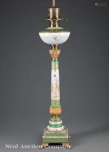 Bronze-Mounted Porcelain Carcel Lamp