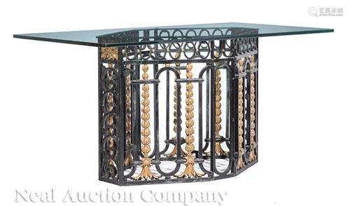 Wrought Iron and Glass Dining Table