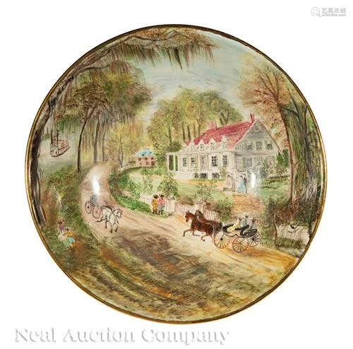 Louisiana Hand-Painted Scenic Porcelain Bowl