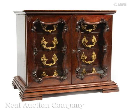 American Mahogany and Gilt Brass Jewelry Coffer