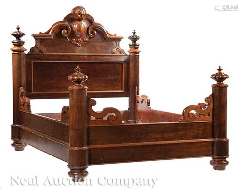 Rococo Carved Mahogany Bedstead, attr. Mallard