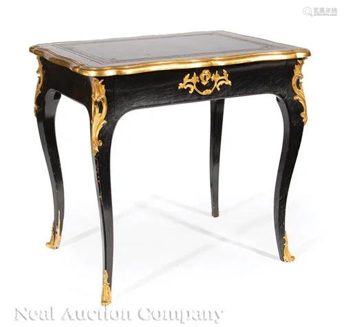 Ebonized Gilt-Bronze Mounted Writing Table