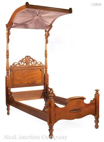 Carved Walnut Half-Tester Bed