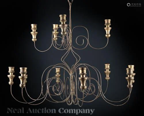 Wire and Giltwood Twelve-Light Fixture