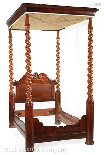 Antique Carved Mahogany Tester Bed