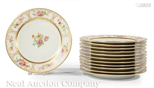 Twelve Limoges Porcelain Dinner Plates