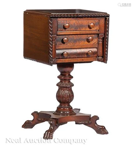 Classical-Style Carved Mahogany Work Table