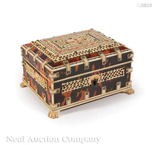 Tortoiseshell, Inlaid, Paint-Decorated Dreser Box