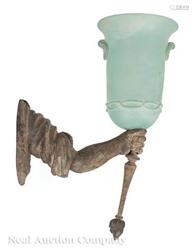 Continental Patinated Bronze Sconce