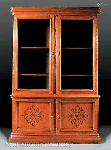 Modern Gothic Carved Walnut Bookcase, attr. Pabst