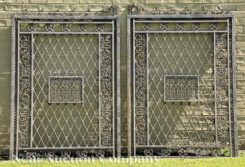 Pair of Monumental Cast Iron Estate Gates