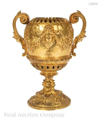 Continental Gilt Bronze Potpourri Vase