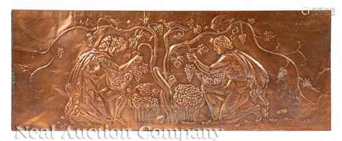 Continental Copper Repousse Panel Vineyard Scene