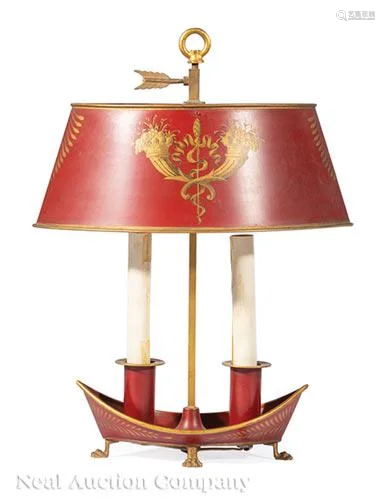 French Tole Peinte Two-Light Bouillotte Lamp