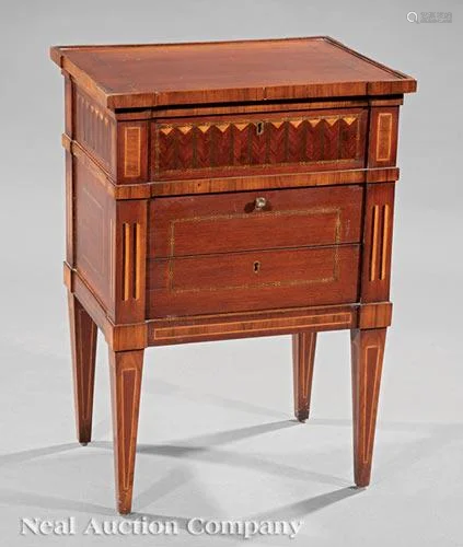 Neoclassical-Style Inlaid Walnut Petite Commode