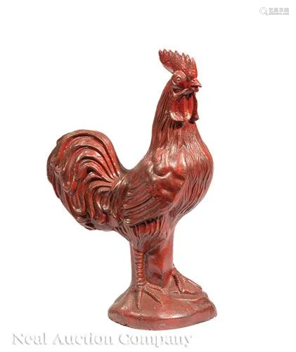 Cast Iron Garden Figure of a Red Rooster