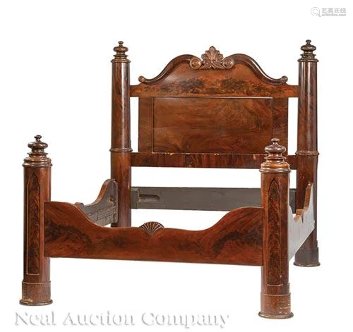 American Carved Mahogany Four Post Bedstead