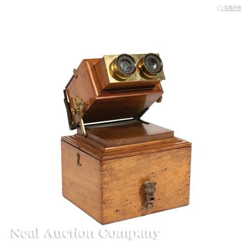 English Walnut and Brass Stereoscope