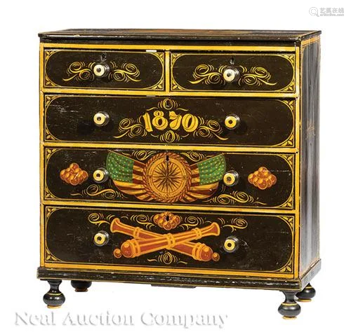 Paint-Decorated Ship Captain's Chest of Drawers