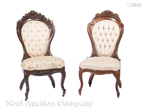 Carved and Laminated Rosewood Side Chairs, Belter