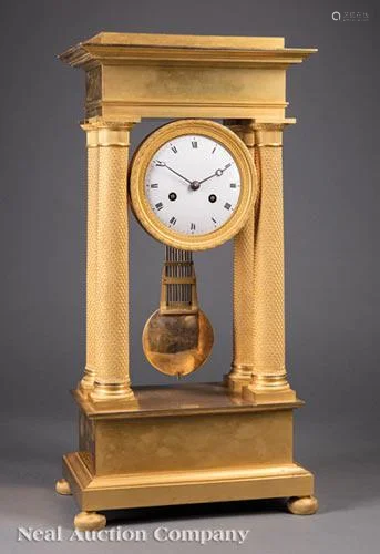 Louis Philippe Gilt Bronze Portico Clock