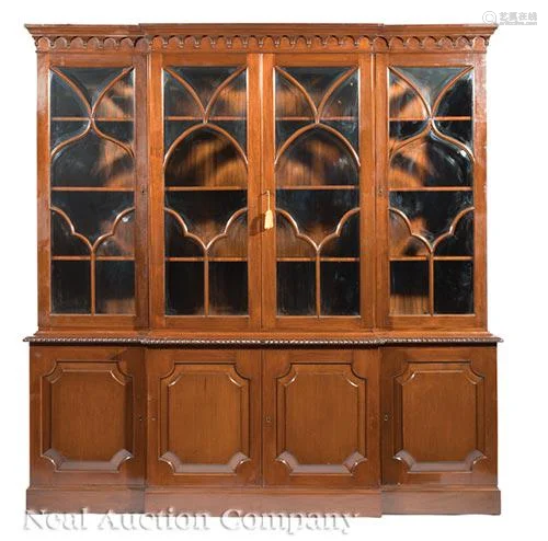 Georgian-Style Carved Mahogany Breakfront