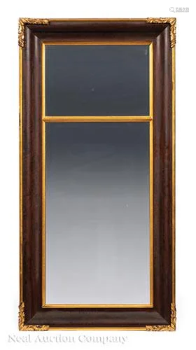 American Classical Faux Bois and Gilt Mirror