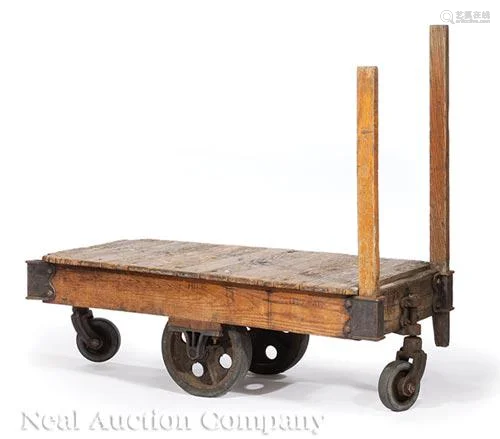 Antique Oak and Cast Iron Wharf Cart