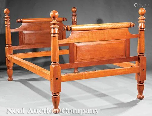 American Tiger Maple Four Poster Rope Bed