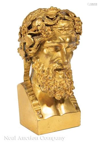 Gilt Bronze Bust of Bearded Bacchus