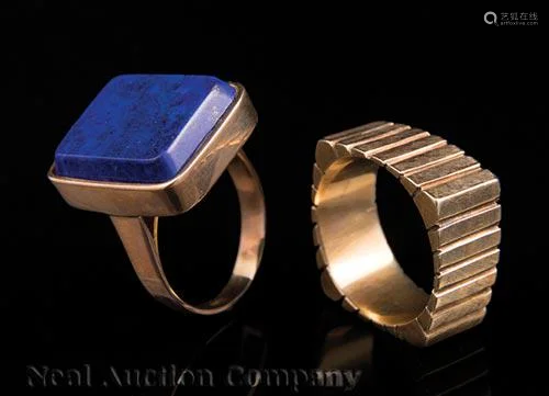 14 kt. Yellow Gold and Lapis Ring