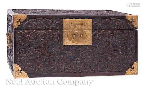 Chinese Gilt Bronze Mounted Hardwood Chest