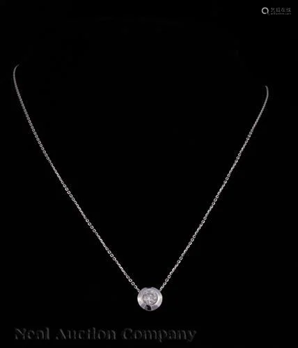 14 kt. White Gold and Diamond Pendant & Chain