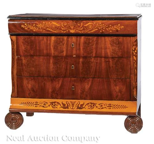 Mahogany and Parcel Ebonized Chest of Drawers