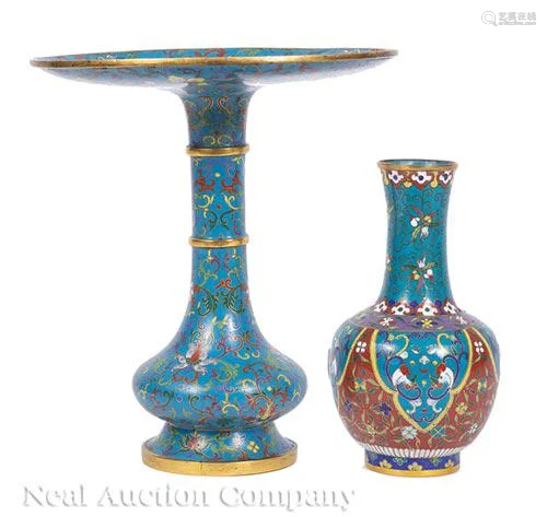 Two Chinese Cloisonne Enamel Vases