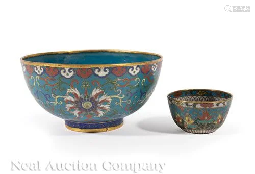 Chinese Cloisonné Enamel Bowl and cup