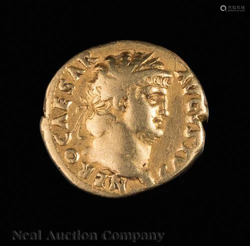 Ancient Roman Gold Aureus Coin of Emperor Nero