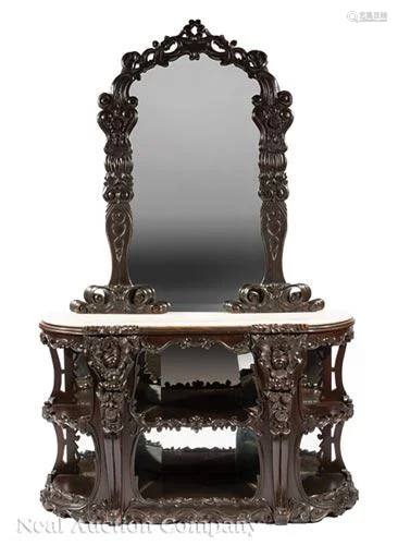 American Rococo Carved Rosewood Etagere, Belter