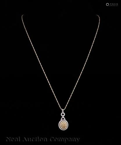 14 kt. Yellow and White Gold and Diamond Pendant