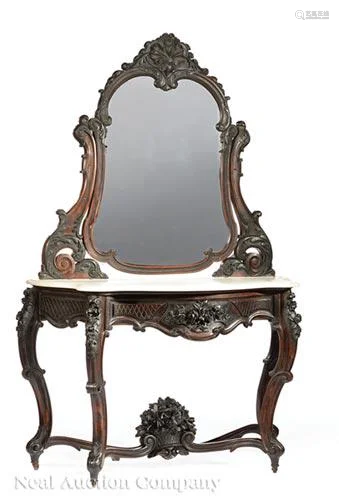 American Rococo Carved Rosewood Duchesse