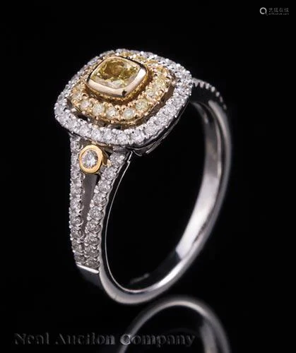 Gold and Yellow and Colorless Diamond Ring