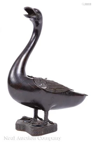Chinese Bronze Goose-Form Censer