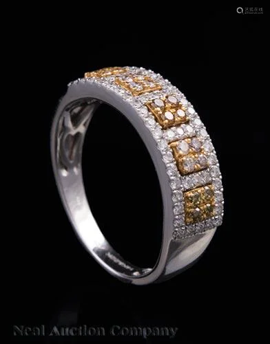 White and Yellow Gold and Fancy Diamond Ring