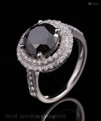 14 kt. White Gold and Black Diamond Ring